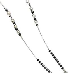 Stylish Short Mangalsutra with American Diamond | 18 Inch Black Beads | Perfect for Wedding-image-71
