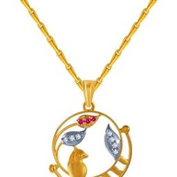 14k (585) Yellow Gold and American Diamond Pendant for Women-image-66