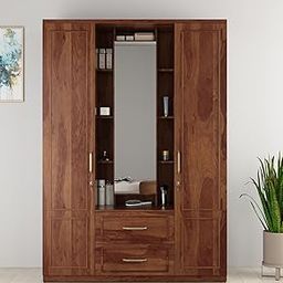 Spacewood Ellipse Wardrobe | 3 Year Warranty | Almirah, Cupboard, Almari, 3 Door Wardrobe, 3 Drawer (1 Lock Drawer) and 1 Hanging Space|Engineered Wood| Sheesham-15