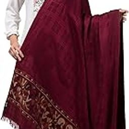 Women’s Self Design Plain Check with Palla Acrylic Shawl/Stole for Winters (40 x 80 Inches)-25