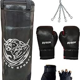 Byson Rough and Tough Boxing Kit Set (36inch Punching Bag, 12oz Boxing Gloves, Hand Wrap and Chain) Heavy Bag-image-86