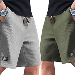 Men's Shorts Combo Pack | Stylish Slim Fit Casual Shorts for Men | Elastic Waistband | Breathable & Lightweight Fabric | Pack of 2-image-95