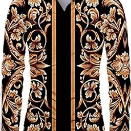 Slowrose Men's Polycotton Fully Digital Printed Unstitched Shirt Fabric Piece For Men And Boys (2.35 Meter)-image-87