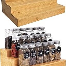 The Wooden Workshop | 3-Tier Wooden Spice Rack Organizer for Kitchen | Natural Wood Countertop Shelf Stand for Spice Jars-image-10