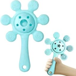 OBABY Multi-Textured Silicone Baby Teether & Rattle ? Jhunjuna Toy for Teething Relief and Gum Massage-picture-6