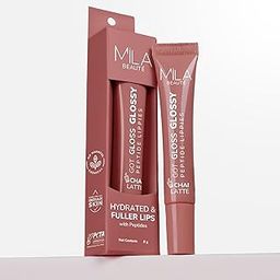 Peptide Lip Gloss Balm I With SPF & Hyaluronic Acid I Plump & Fuller Lips I Hydrating & Shiny Lip Balm Non Sticky I Highly Pigmented I Soft & Nourished Lips - Chai Latte-18