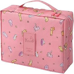 House of Quirk Printed 16 Cms Cosmetic Pouch (L_MP_PINK_CAT_Pink Cat)-image-15