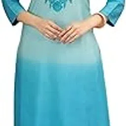 cotton culture Teal Chanderi Straight Embroidered Kurta-picture-31