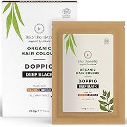 Juicy Chemistry 100% Organic Hair Colour - Doppio (Deep Black) 200 gms, Chemical-Free, Long-Lasting Grey Coverage | All Natural Semi Permanent Hair Colour, Safe for Sensitive Scalp-image-96