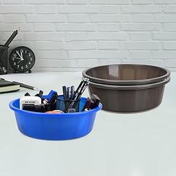 Homestic Pack of 3 Desk Organizer | Stationery Organizer | Multipurpose Storage Organizer | Office Supplies for Pen-Pencil-Staplers | Desktop Organizer | 6 LTR | Gray & Blue-image-60
