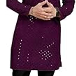 Men's Lakhnavi Kurta, Purple, Sequin Embroidered, Mandarin Collar, Long Sleeve-image-52
