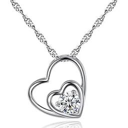 Maverick Double Heart with Diamond Tilted Necklace; Beautiful Chain Pendant for Girls n Women-image-22