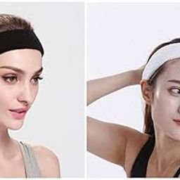 Style Along Black and White Outdoor Fitness Sports Sweatband Headband Yoga Gym Unisex Head Band for Girls and Women's- Pack of 2-image-4