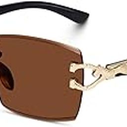 UV Protected Rectangular Rimless Sunglasses for Men and Women-image-94