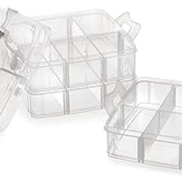 18-Grid Storage Box Organiser with 3 Layers, Clear Plastic Compartments, Portable Handle-image-86