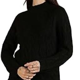 Women's High Neck Style Full Sleeves Sweater(Black,S)-image-8