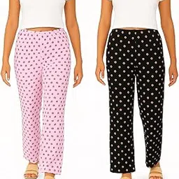 brand flex Women's Cotton Printed Pyjamas/Lower/Track Pant, Lounge Wear, Soft Cotton Night Wear Pajama Pants,2 Pack-picture-1