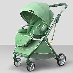 StarAndDaisy Coballe Baby Stroller, 2 in 1 High Landscape Convertible Reversible Bassinet Pram for Infant, Foldable Aluminum Alloy Pushchair with Adjustable Backrest, 3D Suspension (Green)-4