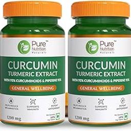 Pure Nutrition Curcumin Turmeric Supplement, 120 Veg Tablets (60 x 2) | 95% Curcuminoids & Black Pepper Extract | High Absorption Formula | Antioxidant Support for Joint, Immune & Inflammatory Health | Natural Wellness Booster-image-7