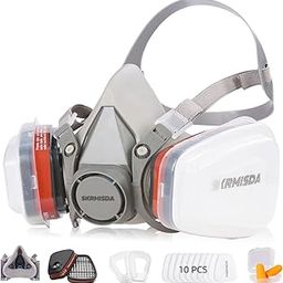 SKRMISDA Reusable Respirators, Reusable Half Face Respirator with 10 Active Cotton Respirator Filters Against Painting, Dust, Polishing, Spraying Protective Works-image-27