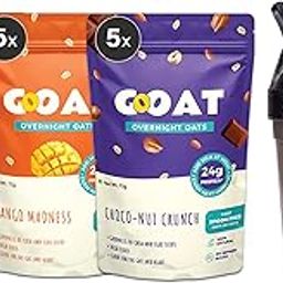 GoOAT Overnight Oats 675g with Sipper Bottle | High Protein (24g) | Pack of 15 | No Refined Sugar | Gluten-Free | Natural Breakfast Cereal | Ideal for Weight Management | Spoonfree Oatmeal-20