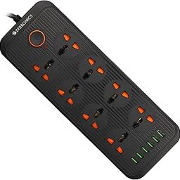 ZEBRONICS Ps8360U Power Strip with 8 Universal Sockets, 2500W Max., 6 USB Ports, USB Output 2.4A Max,3 Mtr Copper Cable, Overload Surge Protection, Durable Abs Body, 250 Volts-15