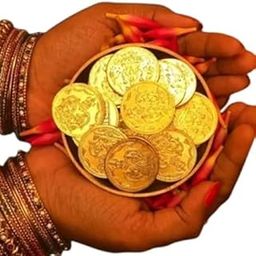 PE - Lakshmi Kubera Brass Coins, Gold Coated, 2.5 cm Diameter, 12 Pieces-image-12