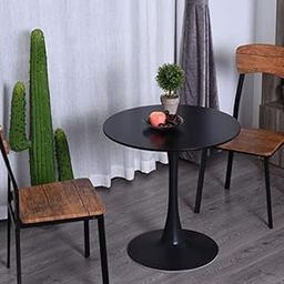 Seyroak Modern Round Coffee Table – Wooden Pedestal Tea Table for Living Room, Bedroom, Balcony – Contemporary Accent Table, Sofa Side Table & Bedside End Table. (Black)-image-30