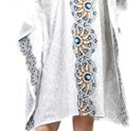 Polyester Crepe Short Kaftan with Digital Print | Casual Wear | Vacation Wear | Kaftan Dress | for Women | Free Size [M-3XL] White-picture-13