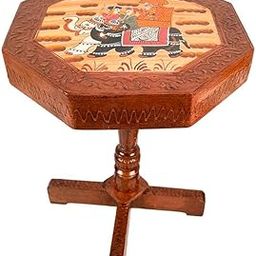 Apka Mart The Online Shop Apkamart Wooden Stool Cum Side Table - Handcrafted And Hand Painted (Brown) 15 Inch For Living Room/Office Decor/Gifts-14