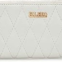 Quilted PU Leather Bi Fold Zip Closure Multi Pockets and Slots Clutch Wallet for Women Ladies(HO5009KL-WH)(White)-56