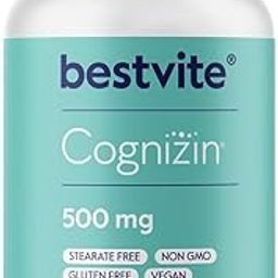 Cognizin 500mg (60 Vegetarian Capsules) - Clinically Studied Premium Choline Nootropic - No Stearates - Vegan - Non GMO - Gluten Free - Citicoline - Brain Supplements for Memory and Focus-image-79