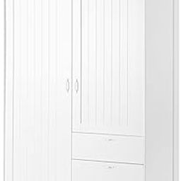Marias Kommerce Musken Wardrobe With 2 Doors+3 Drawers, White, 124X60X201 Cm (48 7/8X23 5/8X78 7/8 ") - Engineered Wood-image-2