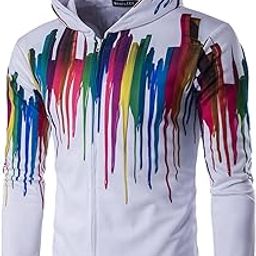 KTM Healthcare® M (US 38), White : Men Zip Front Long Sleeves Multi Pattern Slant Pockts Hooded Coat-image-36