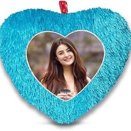BMRGIFTS Fur Personalized Gift Photo Cushion for Boyfriend Girlfriend Husband Wife on Occasions Valentine's Day Birthday Anniversary Special Love Gift Heart 15x17 inch, Blue (PC53)-image-99
