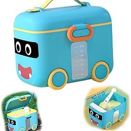 TERI BERI Box Portable Formula Dispenser, Formula Dispenser, Milk Powder Storage Container, Travel-Friendly Baby Formula Holder, Wipes Dispenser, Grid Storage Tank (Blue)-image-83