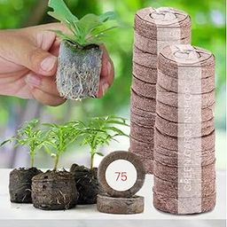 GREEN GARDEN SHOP Organic Seed Germination Kit-100% Eco-Friendly Cocopeat Seedling Germination Tray for Planting Flowers Bonsai Herbs Plants and Vegetables Ideal for Soil Gardening -45 mm (Pack of 75)-14