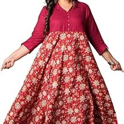 Women's Floral Printed Anarkali Maxi Dress-image-52