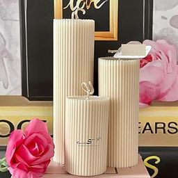 Sapi'S Soy Wax Scented White Ribbed Pillar Candles, 6.5 X 15 Cm-image-62