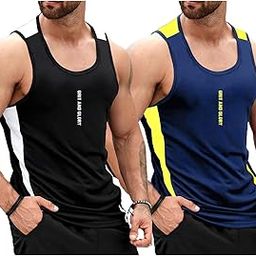 || Mens || Sleevless || Printed || Glory || Polyester || Combo Gym Vest (Pack of 2)-image-97