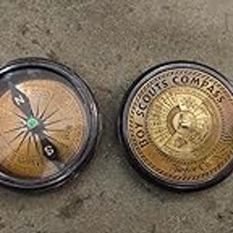 Vintage Boy Scouts Compass and Oath Set, 5.08 cm, Brass and Glass, Antique Navigation Tool-image-27