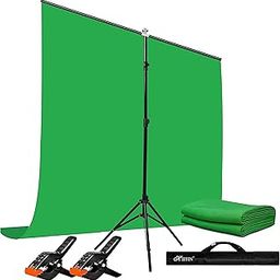 HIFFIN® Green Screen Backdrop 6x10 ft with Stand - 6x9FT Photography Backdrop with 1PC 6.5FT T-Shape Backdrop Stands, 2PCs Spring Clamps, 1PCs Carry Bag-14