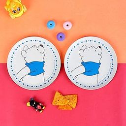 THE BAMBOO CO ™ Blue Excited Winnie-The-Pooh Kids/Baby Dinner Plate - Set of 2 | 7 inches | Made of Bamboo | Eco - Friendly | Organic & Natural-image-100