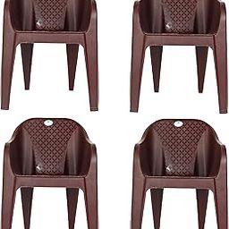 Plastic Chair | Chiars for Home | Dining Chair | Plastic Sofa Set, Office, Garden, Indoor & Outdoor | Kursi | Color - Brown | Plastic Chairs Set of 4 Pieces-image-29