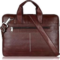 Professional Leather Messenger Bag, Black, Business Laptop Briefcase with Shoulder Strap-image-98