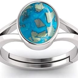 lmdprajapatis Natural Blue Turquoise Gemstone Panchdhatu Adjustable Silver Plated Ring for Men and Women-picture-6