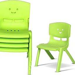 Toy Plus Smiley Baby Chair, Strong and Durable Plastic Study Chair for Kids with Backrest, Study/Play School/Dining, Set of 4 - Green-4