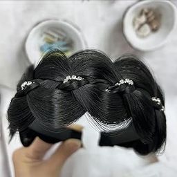 Crystal Rhinestone Braided Hair Headband, Black, 13.5 cm x 15.5 cm, Wedding Hair Accessory-image-104