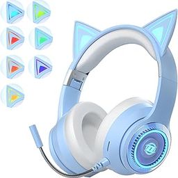 Bluetooth 5.3 Cat Ear Headphones, Over Ear Headphones, Headphones, LED Included, Sparkling, Rainbow Color Conversion, Bluetooth 5.3 Wireless, Microphone, Sound Insulation, Closed, Cute, Lightweight,-image-18