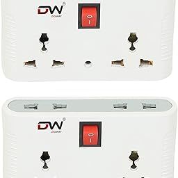 Digiway 3 pin Multi Plug Point | Cordless Wall Socket, Universal Sockets and 1 Switches (White_Pack of 2)-28